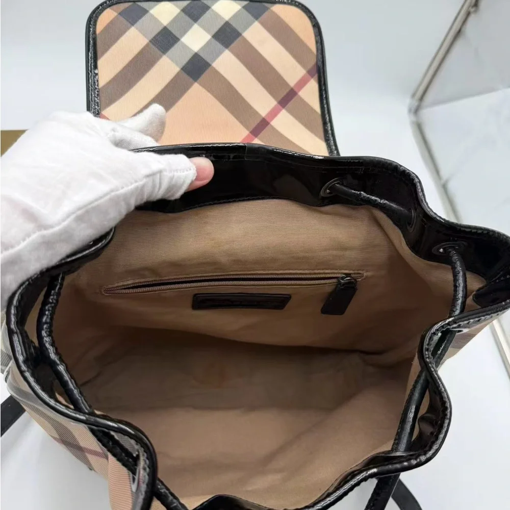 Burberry Beige and Black Checkered Backpack - Picture 4 of 4